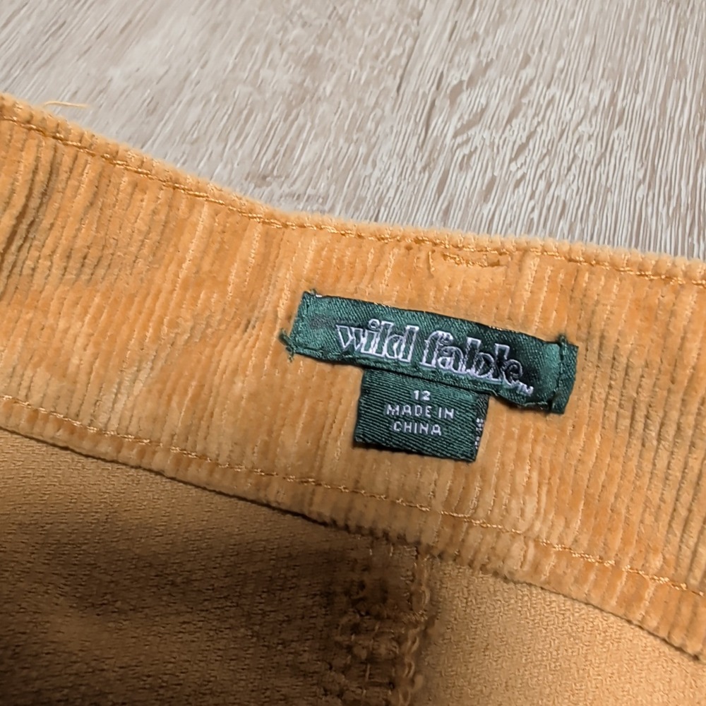 Wild Fable Corduroy Mini Skirt Womens 12 Mustard Yellow Excellent Button Front - Picture 4 of 7
